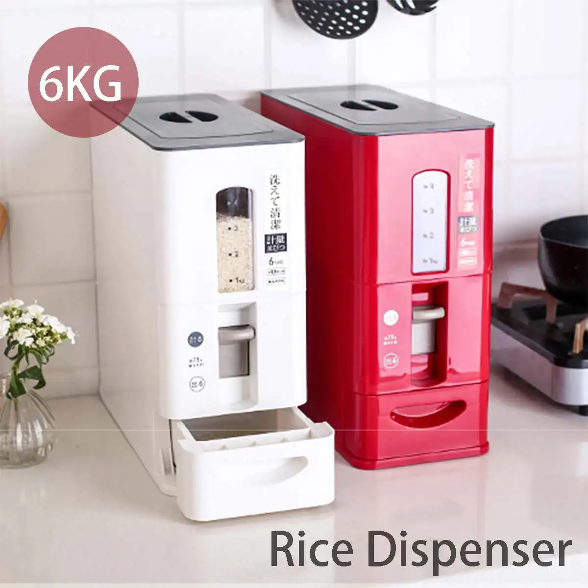 

6kg Sealed Rice Storage Box Cereal Grains Beans Flour Storage Barrel Measurable Rice Moisture-Proof Bucket Home Supply