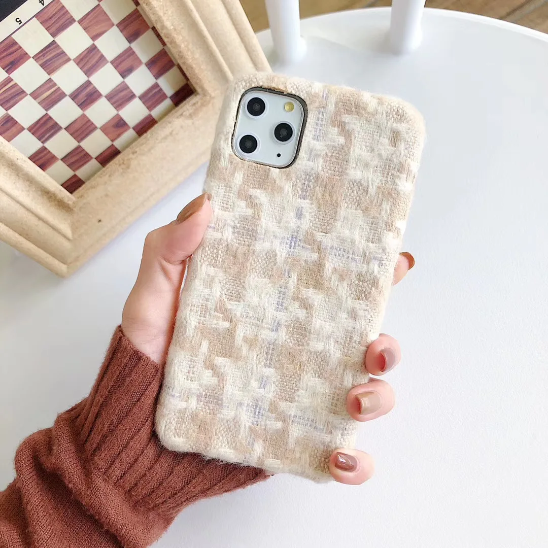 Роскошный шерстяной клетчатый чехол для телефона для iPhone 11 Pro XR X XS Max 7 8 Plus 6 6 S, Теплый Мягкий Пушистый Плюшевый чехол на заднюю панель, капа, подарки на Рождество