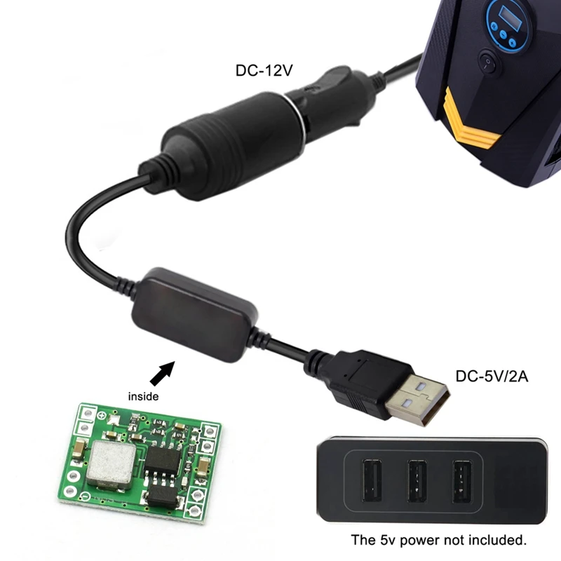 USB 5 В к DC 12 В прикуриватель гнездо конвертер адаптер кабель авто аксессуары для интерьера черный 30 см