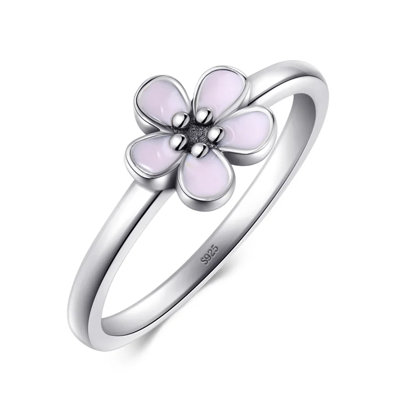 Modian Top Quality Elegant Pink Enamel Fashion Ring 100% Original 925 sterling Silver Engagement Jewelry For Women Wedding Gift
