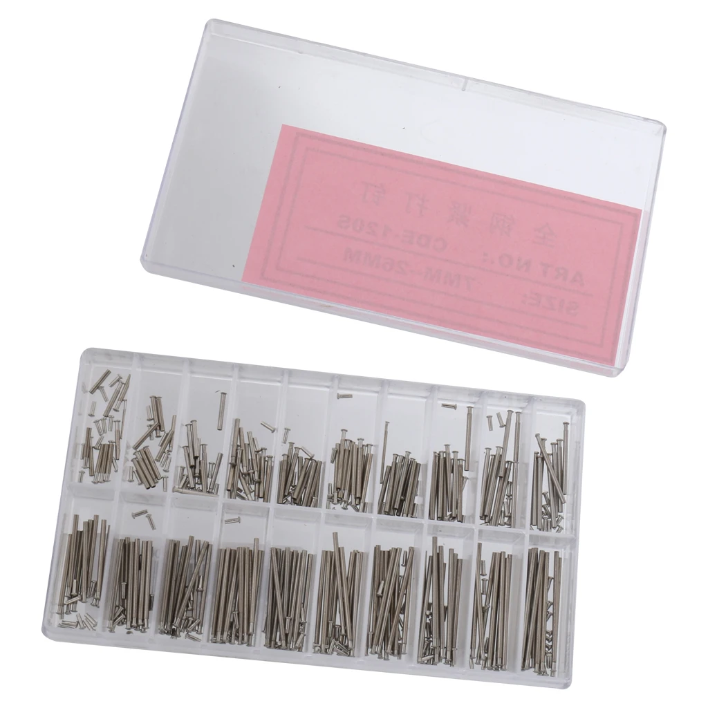 1 Box Nail Set 8 27mm Steel Watch Spring Bars Rivet Rod Strap Link Pin