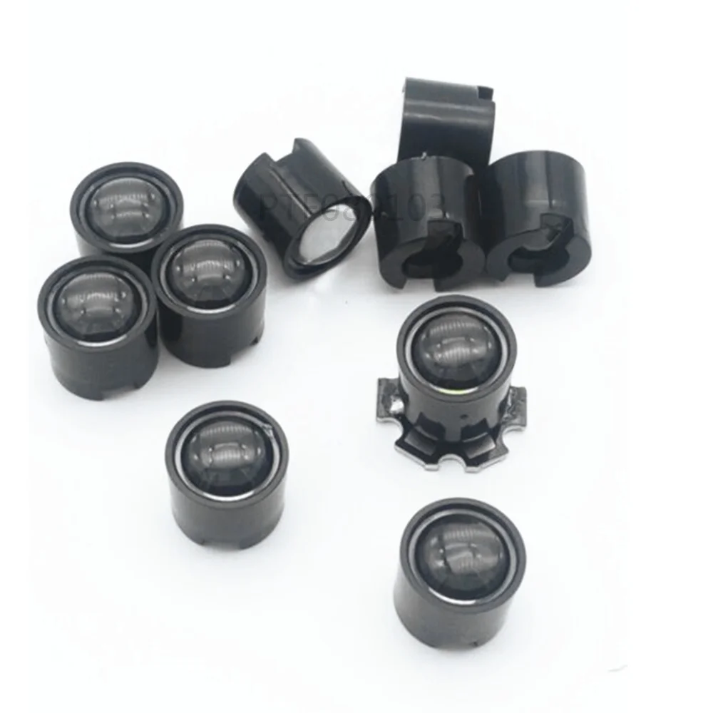 

Светодиодная линза высокой мощности 1 Вт 3 Вт 14,5 мм 16 мм 10 градусов 60 градусов 90 градусов линза с черным держателем для IR CCTV DIY