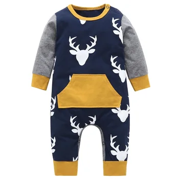 

Autumn 2019 Baby rompers baby boy clothing cotton newborn baby boy clothes long sleeve Deer head infant newborn jumpsuit outfits