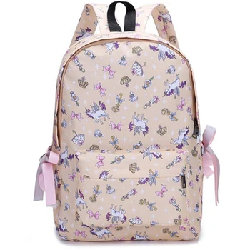 

1 PC Unicorn Printed School Bag Girls Cartoon Backpack Waterproof Nylon Large Book Carry Bag Women Girls Double Shoulder Bag