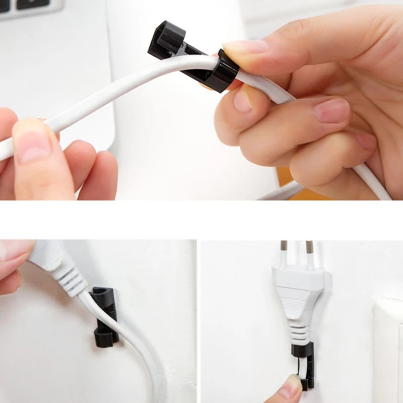 

20pcs/lot Wire Fixing Clamp Clip Desktop Wire Clear Up Clips Holder Clamps Cable Clip Device USB Cord Clips Holder Organiser