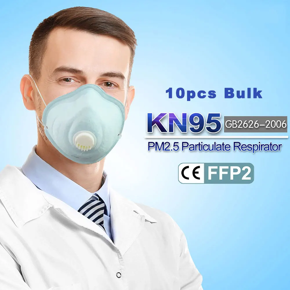 

10pcs FFP2 N95 KN95 Particulate Respirator Mask with breathing valve CE certification Anti Particle Dustproof Protection Mask