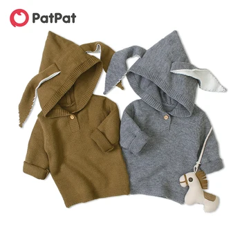 

PatPat 2020 New Winter and Autumn Solid Rabbit Ear Decor Hoodie for Baby Boy Sweaters Hoodies Baby Clothes