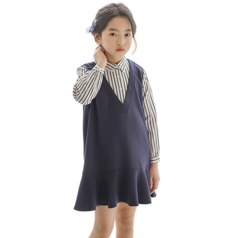 Spring And Autumn Children's Wear Baby Girl Long-sleeved Cotton Striped Clothing Casual Princess Dress | Детская одежда и