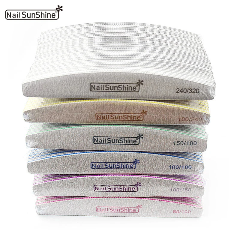 

100pcs Nail Files Strong Sandpaper Washable Nail Sunshine Buffer Emery Board 80 100 150 180 240 320 Manicure Boat Lime a Ongle