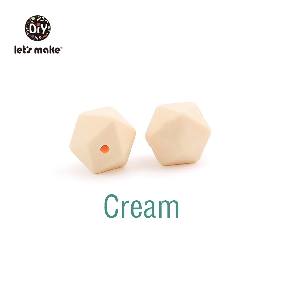 Cream Let's Make 10 шт. 14 мм Силиконовые Бусины шестиугольник Bpa Бесплатно Силиконовый Прорезыватель Diy Прорезыватель для зубов Детские Жевательные Аксессуары Детские Прорезыватели - Цвет: Cream