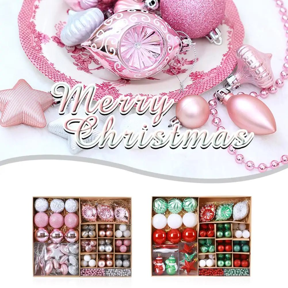 

90PCS Christmas Tree Pendants Special Shaped Balls Many Packages For Xmas Tree Ornament Home Christmas Party Decorations Kids Gi