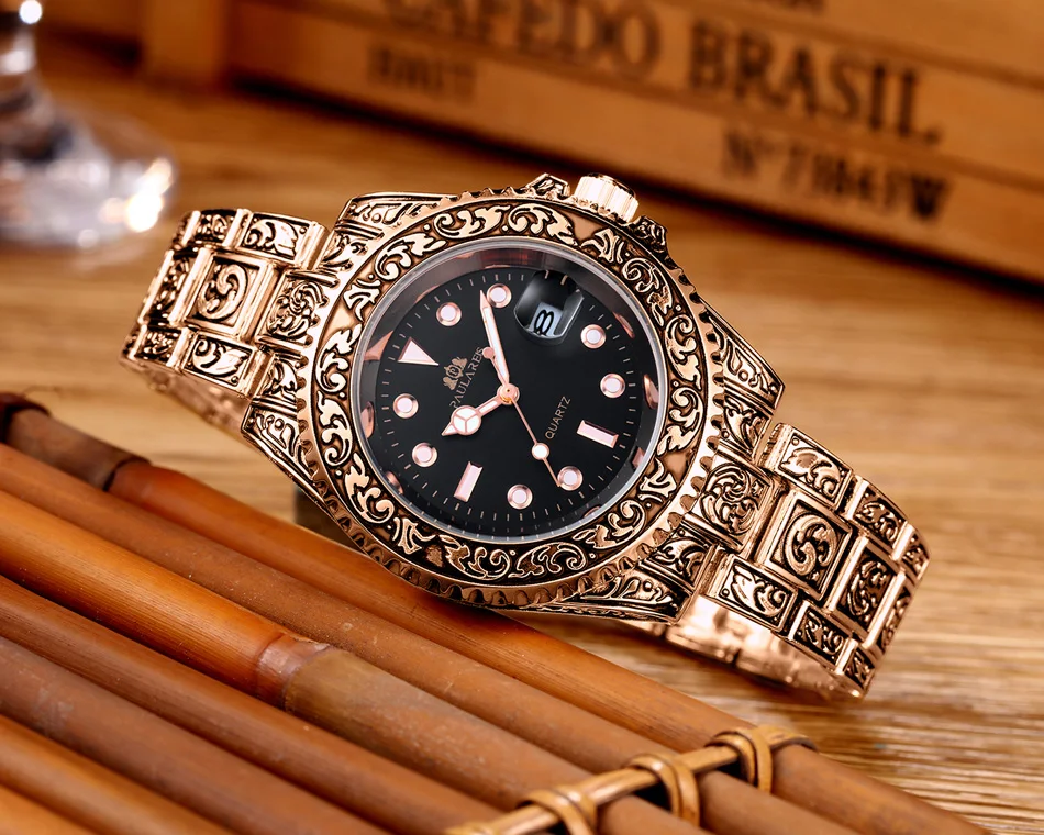 Quarzo classico da uomo, antico, vintage, luminoso, in oro rosa, oro giallo, argento, 2 toni, rosso verde, blu sfumato_voghion.com