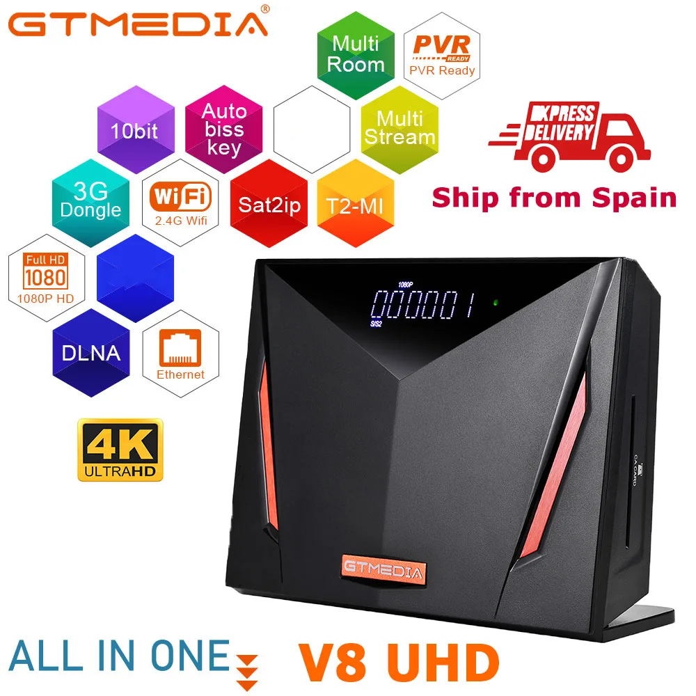 Горячая Распродажа Gtmedia V8 UHD 4K спутниковый декодер и встроенным модулем Wi-Fi
