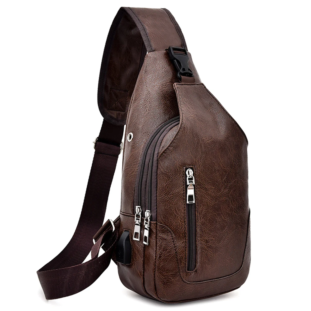 Зарядный порт на молнии сумка мужская нагрудная сумка для путешествий USB Повседневная Портативная сумка через плечо слинг Ретро стиль износостойкость
