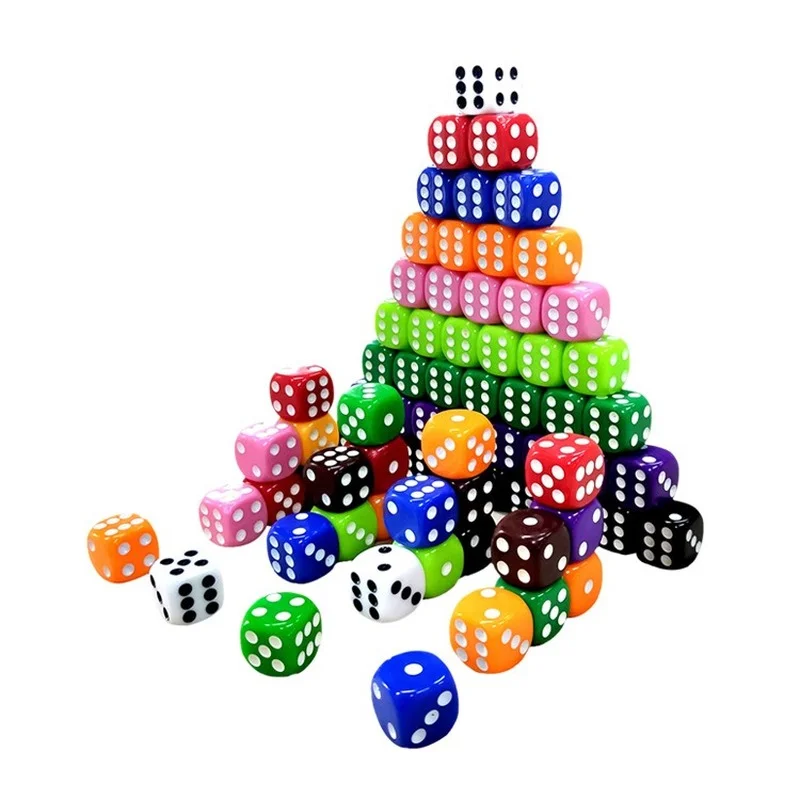 100Pcs/set Foreign Trade New Product 16mm Color Dice Acrylic New Material Dice Game