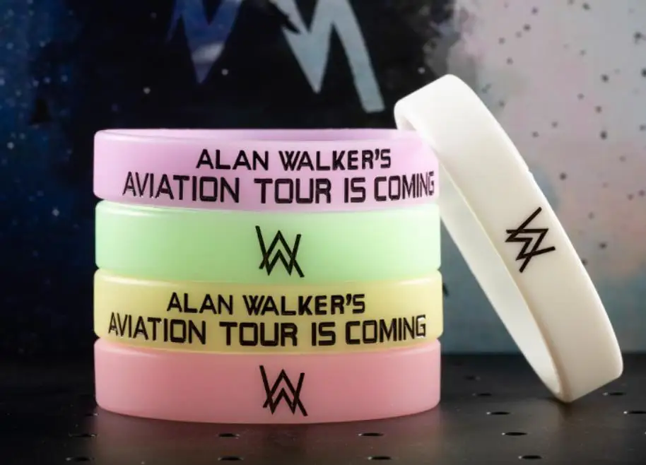 100 шт Alan Walker силиконовый браслет для любителей музыки, светящийся ремешок на запястье
