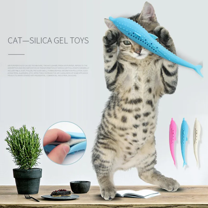 Рыба-образная Мягкая силиконовая мята Зубная щётка игрушки для котов рыбы интерактивный питомец принадлежности для кошек кошачья мята чистки зубов собака игрушки-Жвачки