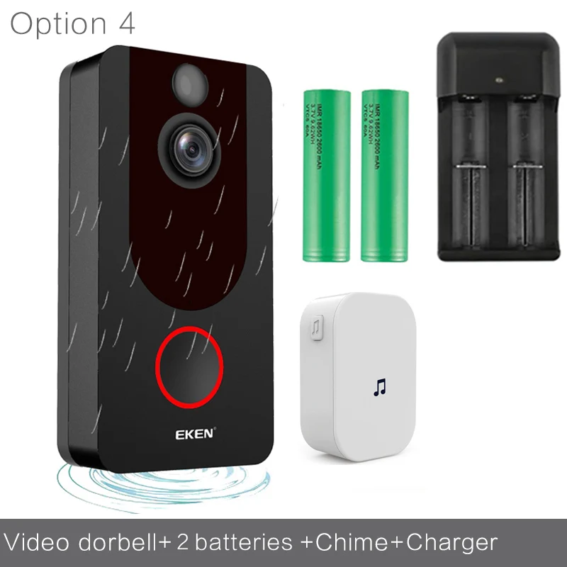 option 4 Eken V7 видеодомофон 1080p Full HD видео дверной звонок ночного видения беспроводная Защита сети видеозвонок Wi-Fi видеоглазок Домашний монитор домофон смартфон видео дверной звонок - Цвет: option 4