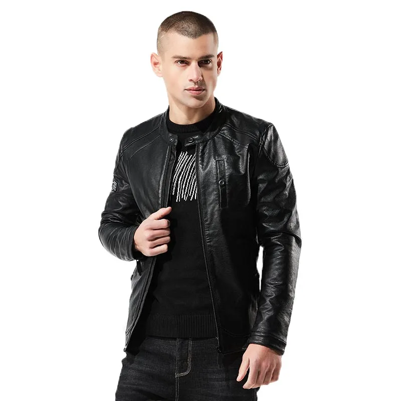 Кожаные мужские 2019 весна и осень новые тонкие короткие из искусственной кожи