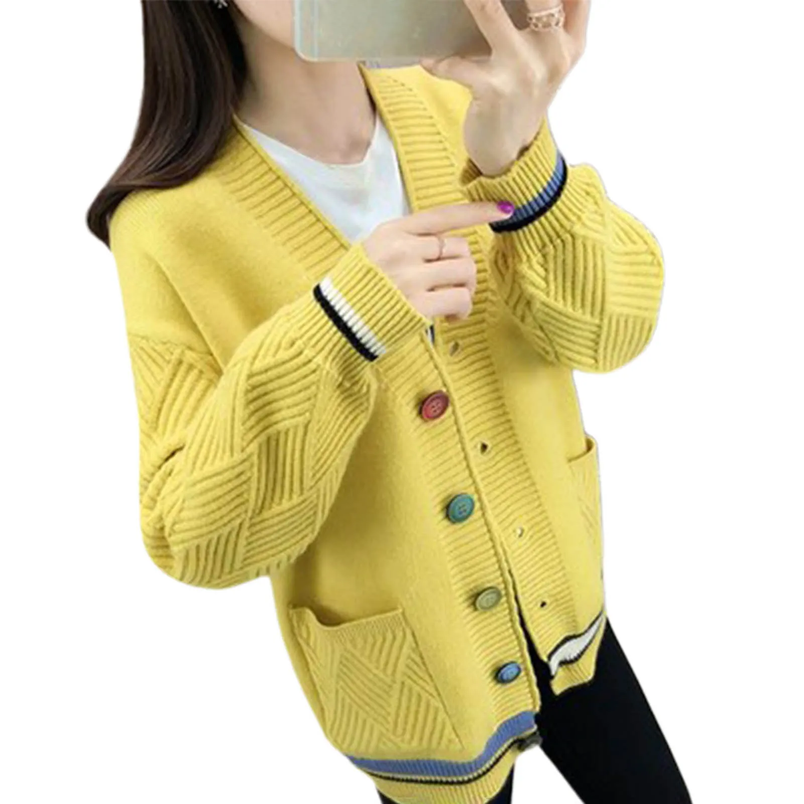 Abrigo Mujer Holgado Cárdigan Mujer Yingkis - Punto Grueso, Manga Murciélago, Cuello Chal, Otoño-Invierno Abrigo Invierno Suelto