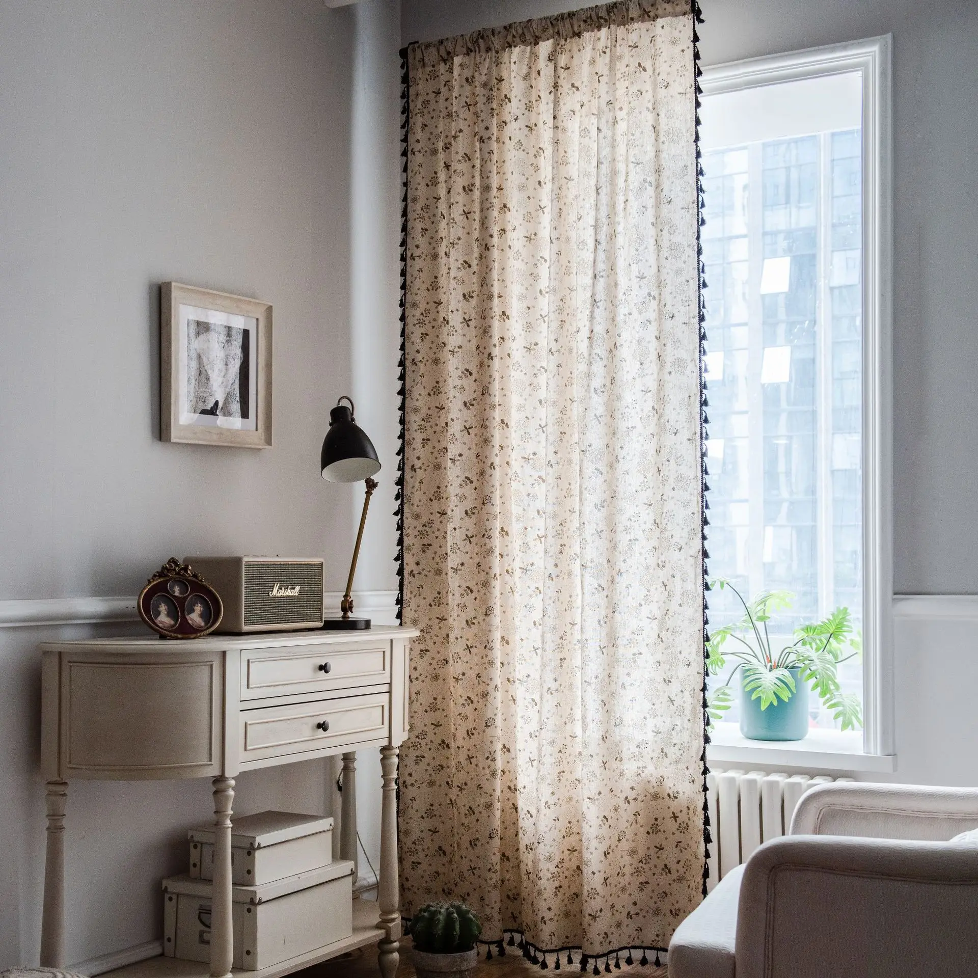 

Dandelion Printing Half Blackout Curtains For Living Room Bedroom Kitchen American Style Tessels Window Curtains Drape