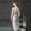 Silver Champagne Short Knee Length Lace Mother of the Bride Dresses Three Quarter Sleeves Mother Formal Wedding Guest Gown ► Photo 3/6