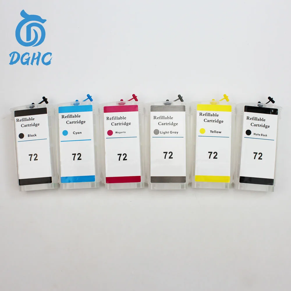 

6*130ml For HP 72 Empty Refillable Ink Cartridge For HP T610 T620 T770 T790 T1100 MFP T1120 T1200 T1300 T2300 With ARC Chip
