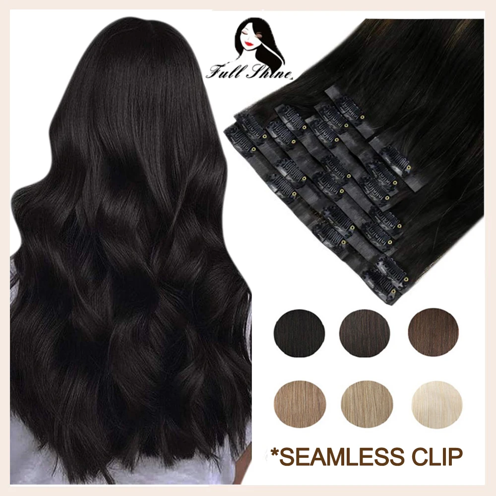 Extensiones de cabello humano sin costuras, 8 Uds., 100g, de Color puro cabello rubio, con Clip en la máquina, extensión de cabello Remy, trama de piel