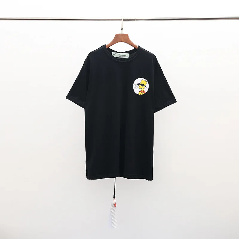 Off-white Симпсон Скейтбординг улица OW хип хоп свободная футболка с коротким рукавом мужская пара