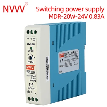 

NVVV MDR-10W 20W Single Output Industrial DIN Rail Power Supply Switch 100-240VAC to DC 12V 24V Source