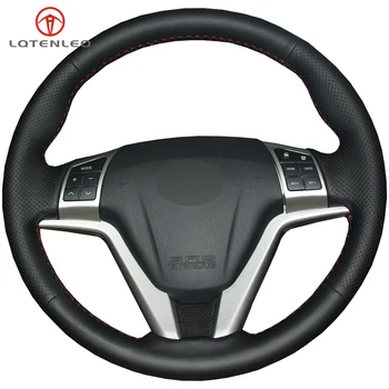 

LQTENLEO Black Genuine Leather DIY Hand-stitched Car Steering Wheel Cover For Great Wall Haval Hover H6 2011-2013