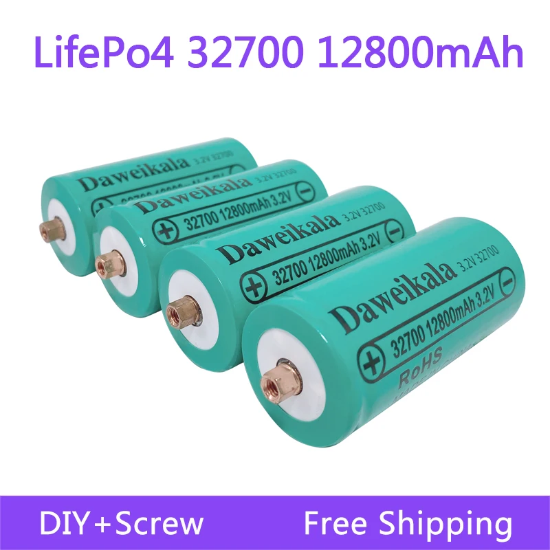 100% orignal 3.2V lifepo4 32700 battery 12.8Ah Rechargeable Battery Professional Lithium Iron Phosphate Power with screw | Электроника