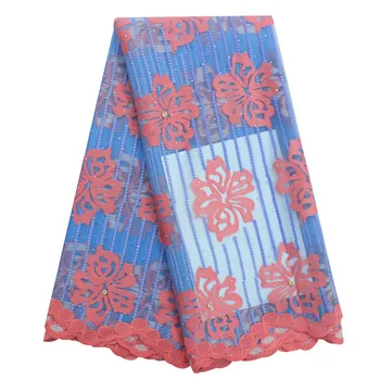 

Latest Net African Lace Fabric 2020 High Quality French Tulle Embroidery 5 Yards Designer Dress Party Mesh Nigerian Lace Fabric