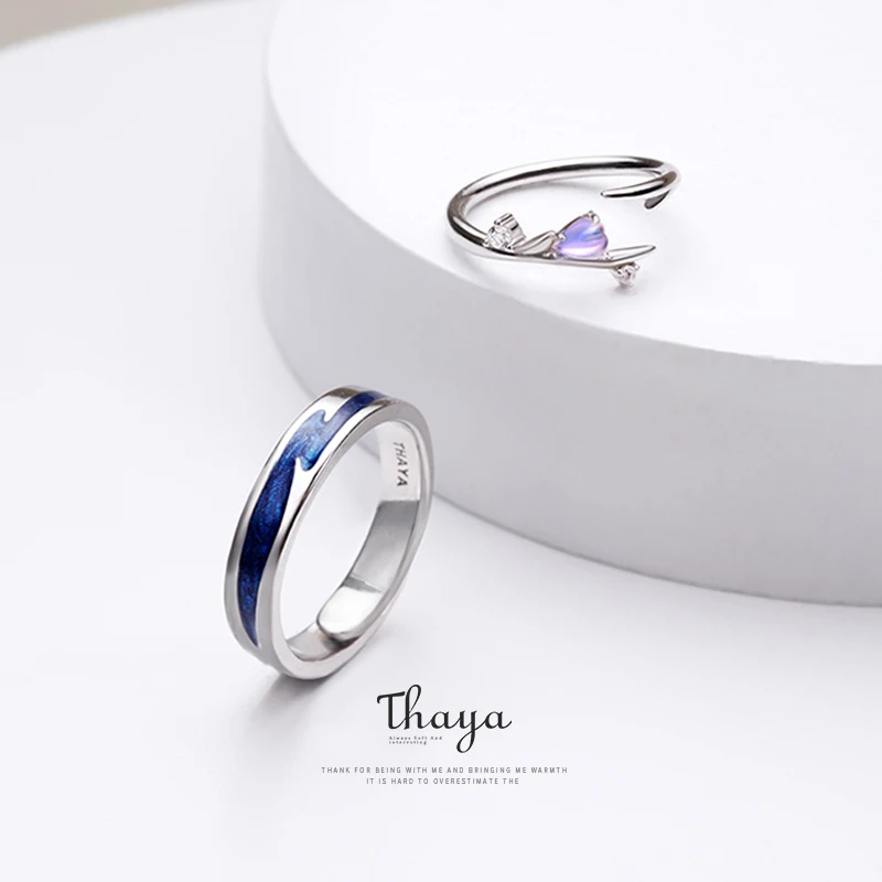 Goedkoop Thaya Vallen Liefde Verstelbare Paar Ringen 925 Zilveren Chromatische Ringen Voor Vrouwen Engagement Gift