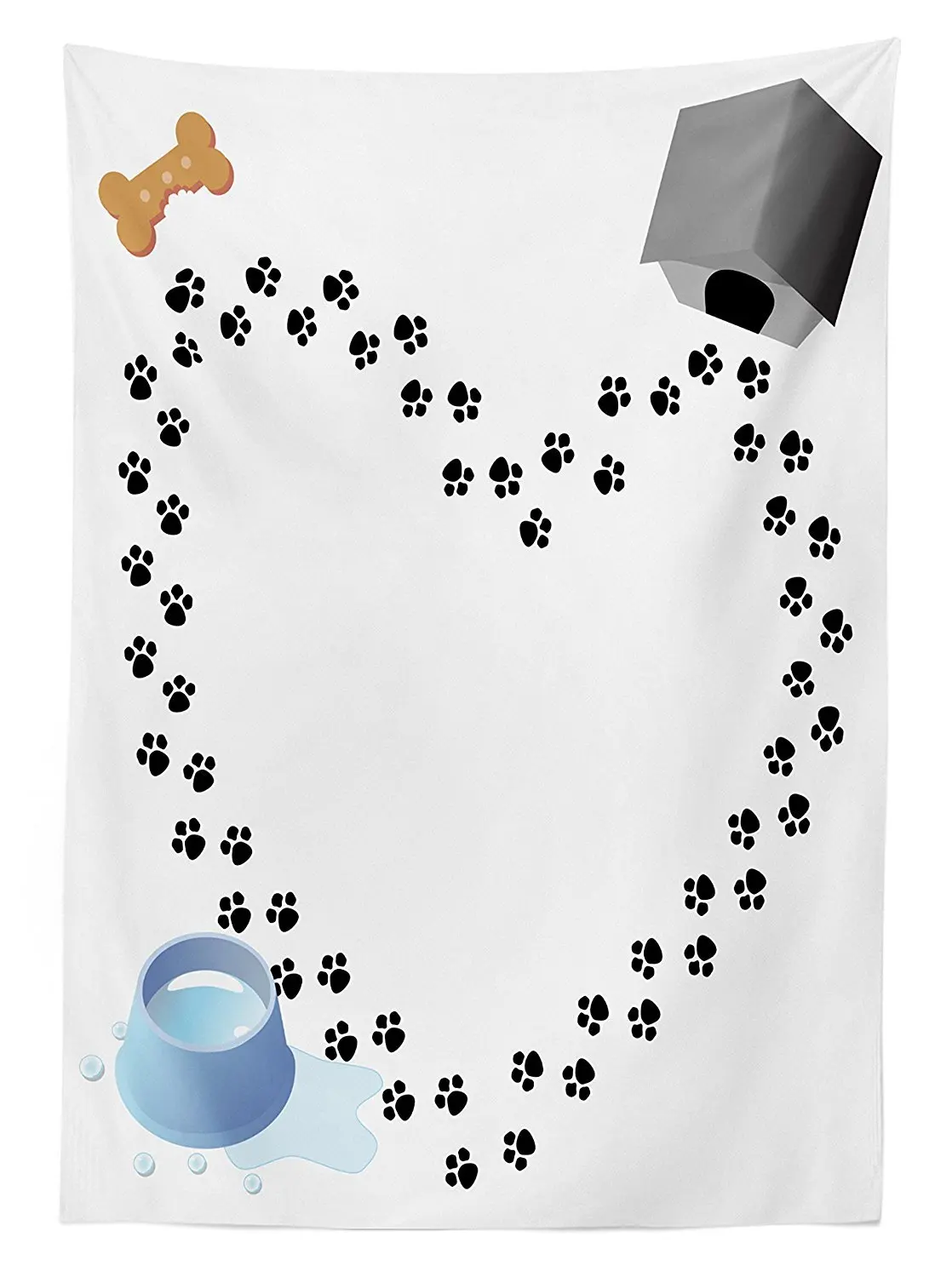 Собачников Декоративная скатерть щенок Love Heart Shaped Trail Paw собачий домик будка костной ткани с изображением капель воды Обеденная скатерть столовая для кухни