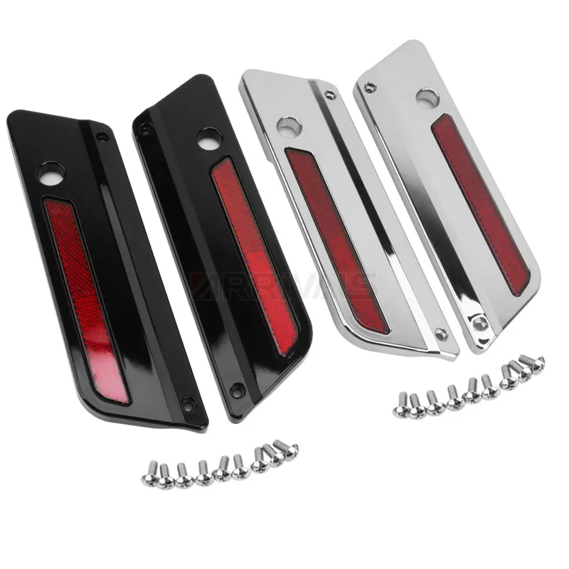 

Хром, черная мотоциклетная сумка с защелкой, декоративная крышка с красным отражателем для Harley 1994-2013, туристические жесткие сумки