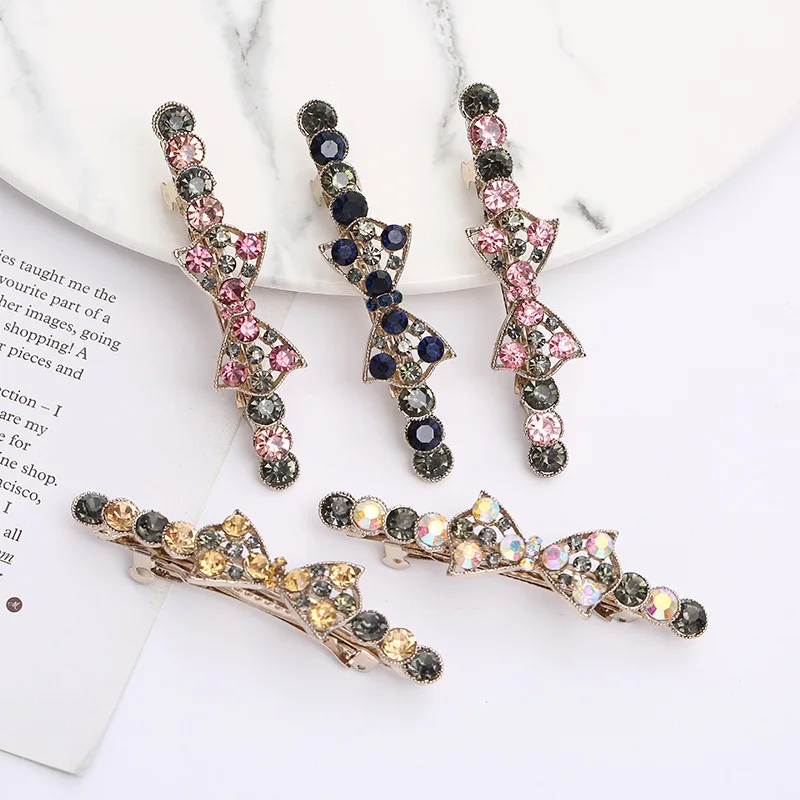 

2020 new oriental color rhinestone spring clip headdress hairpin horizontal clip word clip hairpin hair ornament A54
