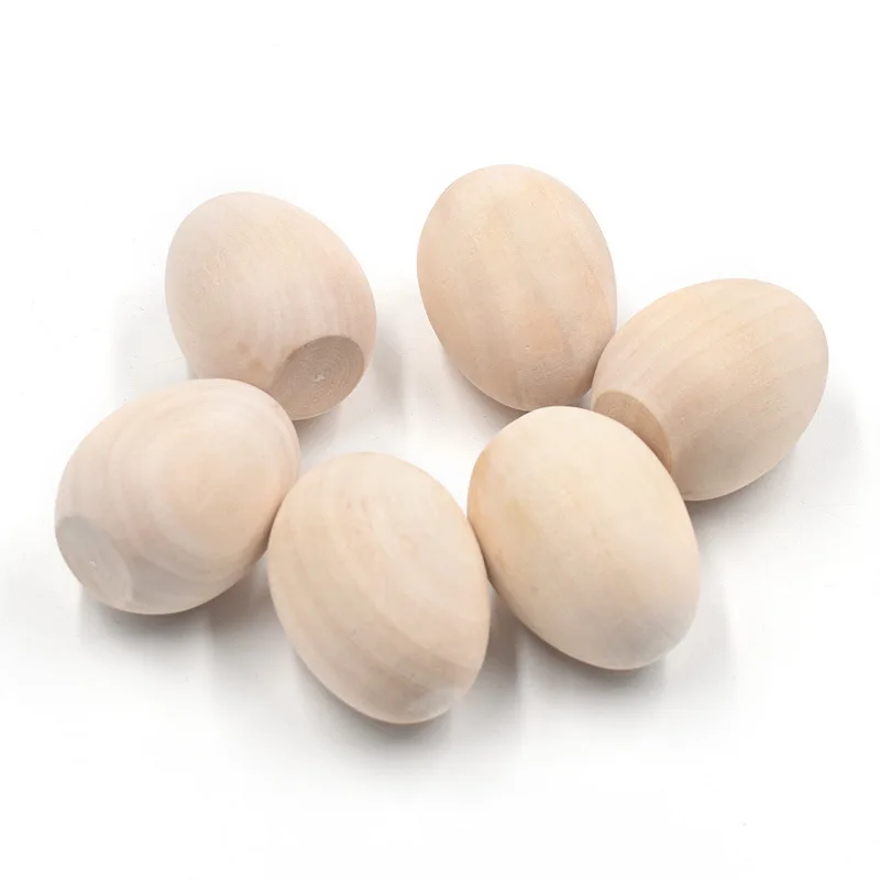 5pcs/lot Wooden Eggs Unfinished Wooden Easter Craft Eggs Smooth Unpainted,  Ready to Paint and Decorate