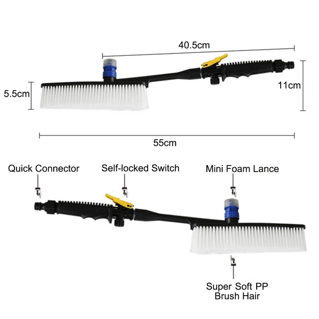 Cepillo de coche con flujo de agua y cepillo de rueda de jabón