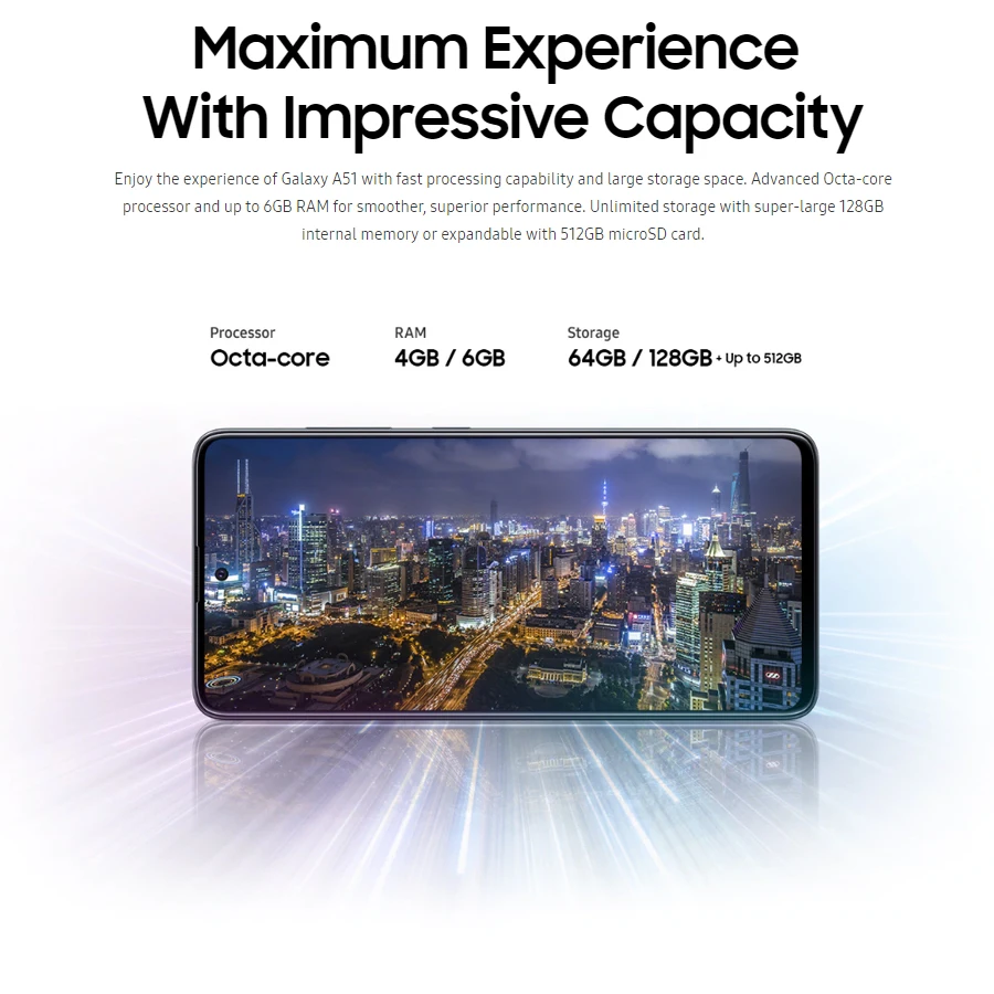 Совершенно новый Samsung Galaxy A51 A515F/DSN мобильный телефон 6 ГБ/8 ГБ ОЗУ 128 Гб ПЗУ OctaCore 5
