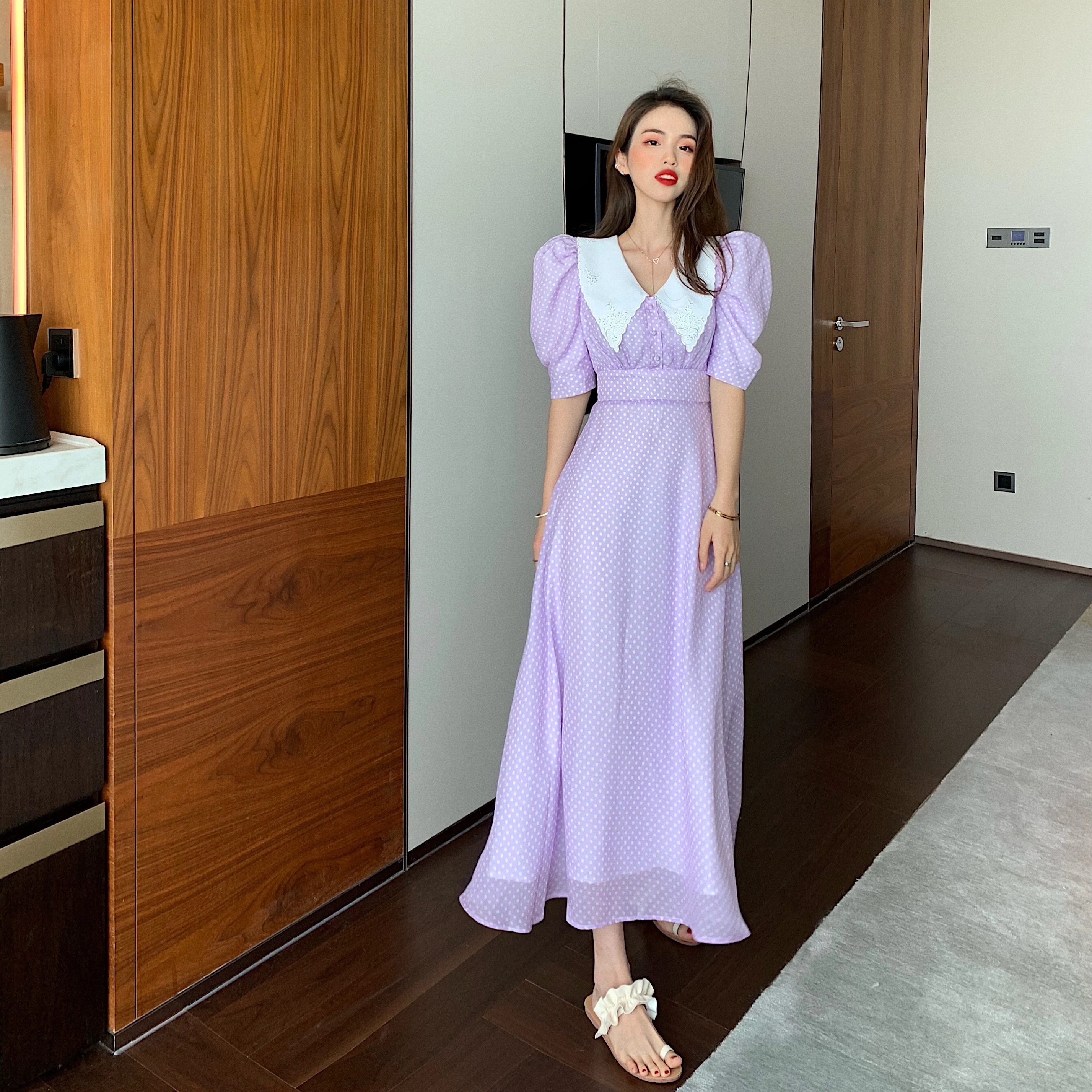 purple peter pan collar dress