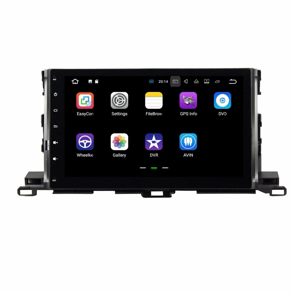 Top 10.1" Octa Core  Android 9.0 Car GPS radio Navigation for Toyota Highlander Kluger 2014-2016 with 4G/Wifi, DVR OBD 3