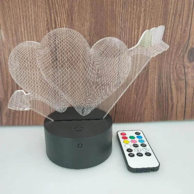 Лидер продаж акриловые лотоса 3D светодиодный Ночной светильник 7 цветов Прозрачный USB Мощность Перезаряжаемые сенсорный пульт дистанционного управления визуальный любовь в форме лампы