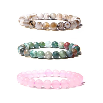 Natural Stone Beads Bracelet For Women Men Beads Lava Agates Quartz Chakra Yoga Bracelets For Women Jewelry Gifts