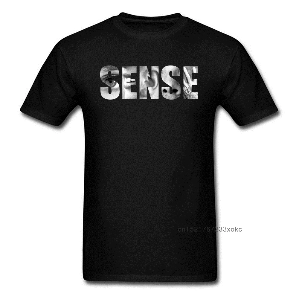 Брендовая Новая мужская футболка с надписью Sense модные топы черного и серого