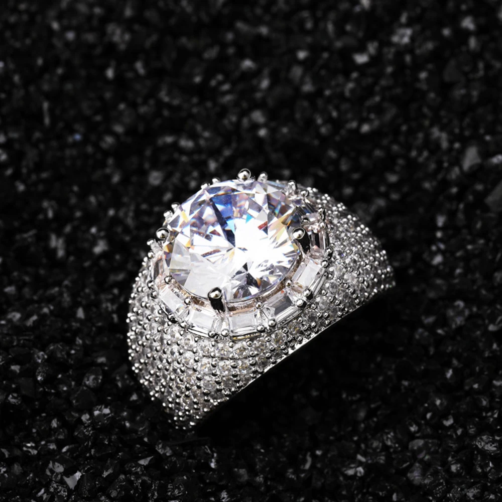 Высокое качество Iced Out Micro Pave CZ камень золото серебро кольцо для мужчин женщин роскошный белый циркон мужской хип хоп ювелирные изделия подарок