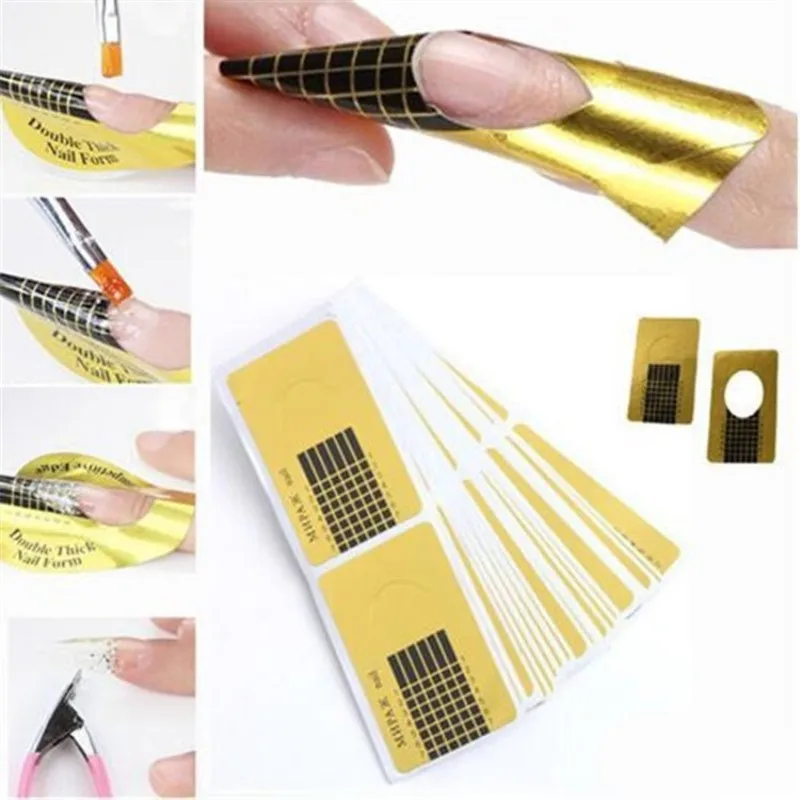 

100 Pcs Nail Form Tips Nail Art Guide Form for Acrylic UV Gel Tip Nail Extension Sticker DIY Design Tools