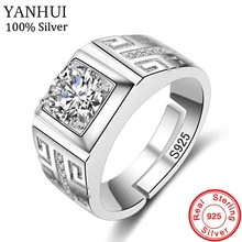YANHUI кольцо с изменяющимся размером твердый 925 Серебряное кольцо Для мужчин свадебные украшения SONA камень цирконий; для помолвки кольца для Для мужчин MJZ038