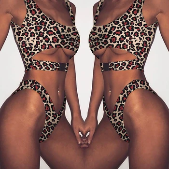 

IMANFive Sexy Leopard Bikinis 2019 New Arrival Buckle Print Women Bikini High Leg Swimwear Women Swimsuit Brazilian Biquini L