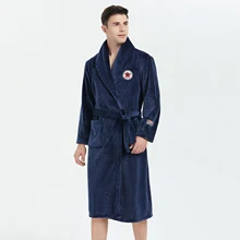 Зимние Для мужчин халат кимоно пижамы теплая фланелевая ночная рубашка Повседневное банный халат из кораллового флиса, Одежда Домашняя одежда мягкая интимное белье